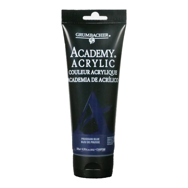 Grumbacher Academy Acrylic Paint Gloss 200ml68 oz Plastic Tube Prussian Blue C168P200 - Image 2