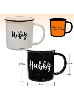 MAINEVENT Wifey Hubby Mugs Set of 2 Coffee Mug 11 Ounce, Bride Gift, Engagement Gift, His and Hers Gift, Mr and Mrs Coffee Mug Set, Bride to Be Gift, Hubby and Wifey Mug, Mr and Mrs Cup Couples Mug  - Image 3