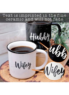 MAINEVENT Wifey Hubby Mugs Set of 2 Coffee Mug 11 Ounce, Bride Gift, Engagement Gift, His and Hers Gift, Mr and Mrs Coffee Mug Set, Bride to Be Gift, Hubby and Wifey Mug, Mr and Mrs Cup Couples Mug  - Image 2