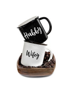 MAINEVENT Wifey Hubby Mugs Set of 2 Coffee Mug 11 Ounce, Bride Gift, Engagement Gift, His and Hers Gift, Mr and Mrs Coffee Mug Set, Bride to Be Gift, Hubby and Wifey Mug, Mr and Mrs Cup Couples Mug  - Image 1