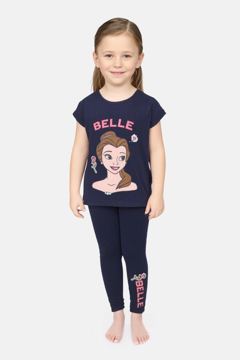 Disney Princess Kids Girl 2 Pcs Graphic Print Top And Bottom Pajama Set, Multicolor - Image 1