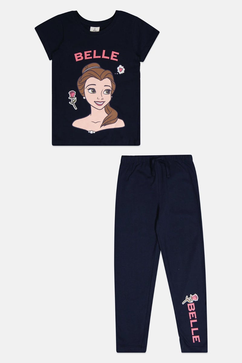 Disney Princess Kids Girl 2 Pcs Graphic Print Top And Bottom Pajama Set, Multicolor - Image 2