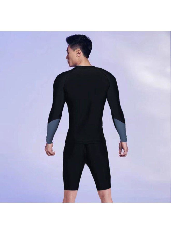 Loquat Korean Couple's Diving Suit Women's Split Jellyfish Suit Men's Sunscreen Surfing Snorkeling Long Sleeve Large Size Drifting Swimsuit-Color:80824+816 Men's Suit- - Image 2