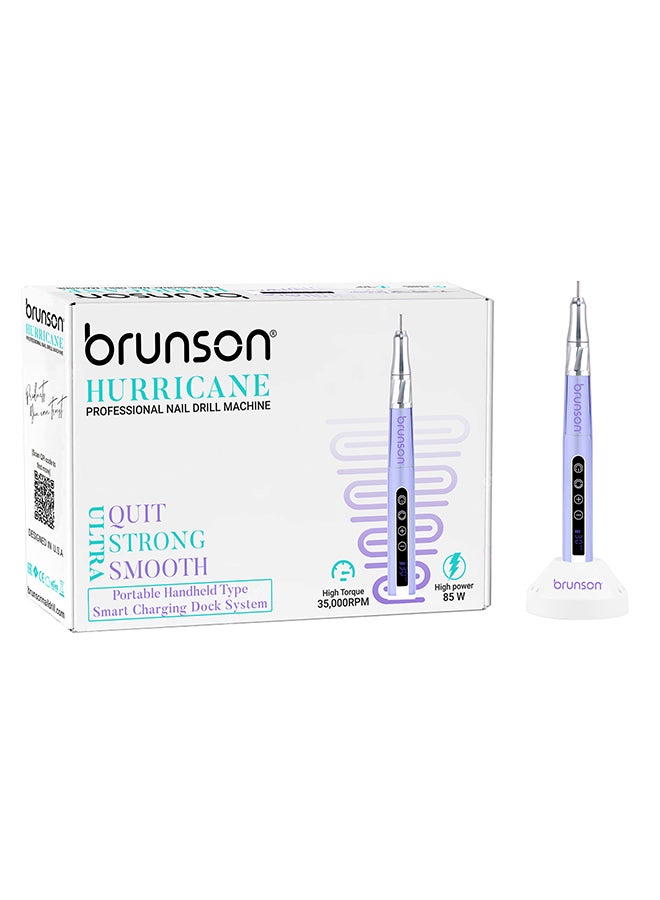 brunson Hurricane Professional Cordless Nail Drill Machine -  Portable Handheld Type - Smart Charging -35000 Rpm - Ultra Smooth - Quit & Vibration Free Bhurp - Image 2