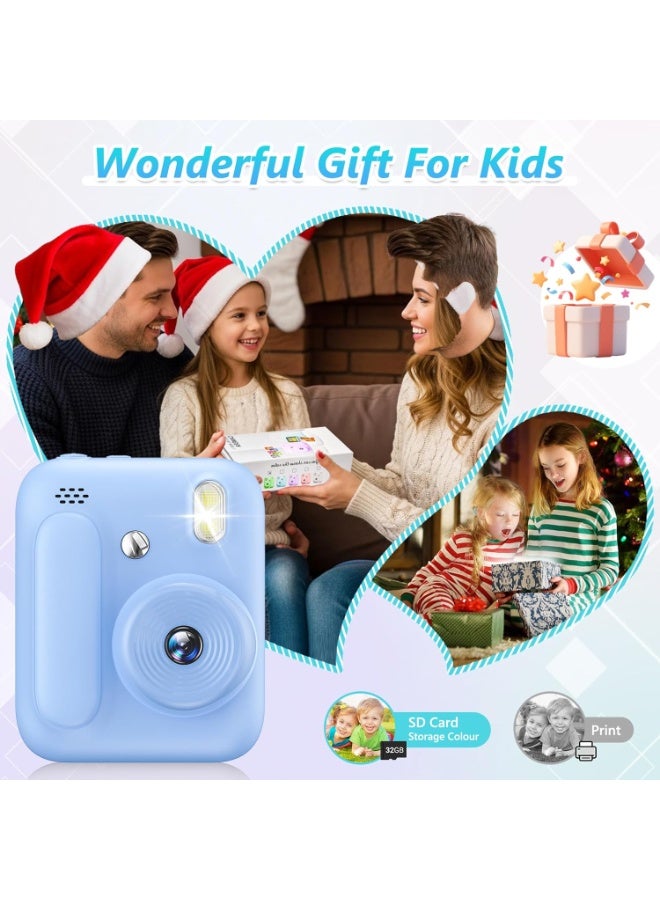 BlueFire Kids Instant Print Camera with 2.4" IPS Screen, 4800W HD & 1080P Video – Thermal Printing Toy for Girls Boys, 4 Color Paper Rolls, Games, MP3, 2000mAh Battery, 128GB Expandable, Creative Gift for Ages 3-12 - Image 4