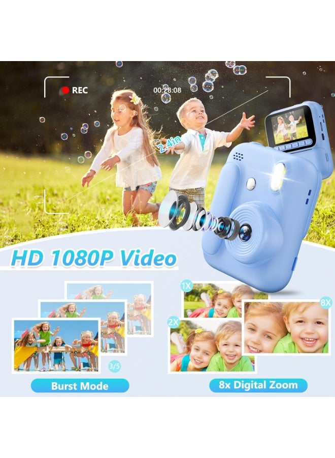 BlueFire Kids Instant Print Camera with 2.4" IPS Screen, 4800W HD & 1080P Video – Thermal Printing Toy for Girls Boys, 4 Color Paper Rolls, Games, MP3, 2000mAh Battery, 128GB Expandable, Creative Gift for Ages 3-12 - Image 5