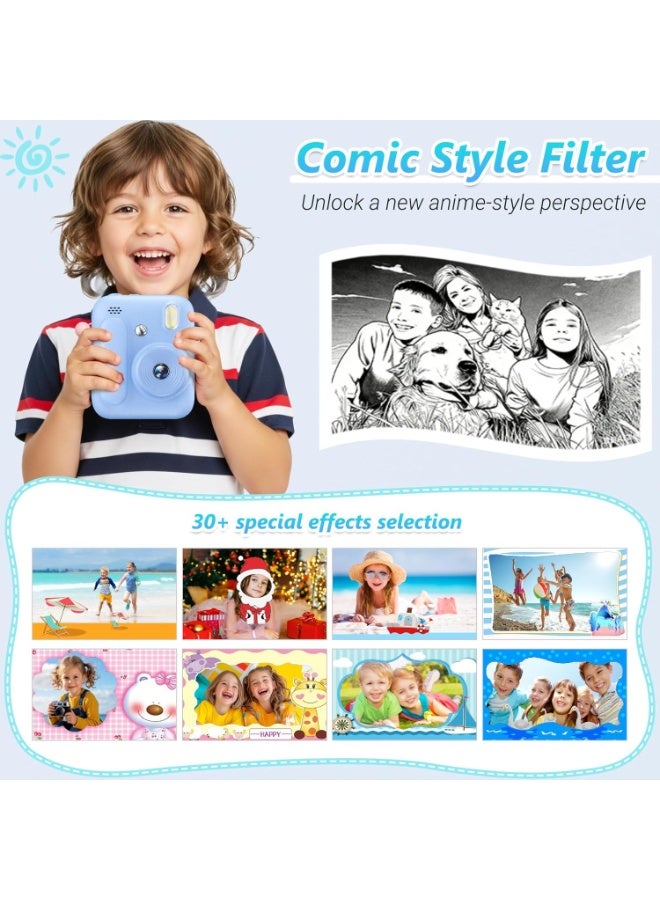 BlueFire Kids Instant Print Camera with 2.4" IPS Screen, 4800W HD & 1080P Video – Thermal Printing Toy for Girls Boys, 4 Color Paper Rolls, Games, MP3, 2000mAh Battery, 128GB Expandable, Creative Gift for Ages 3-12 - Image 2