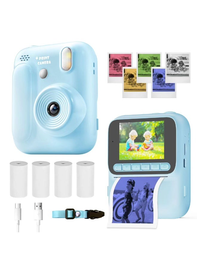 BlueFire Kids Instant Print Camera with 2.4" IPS Screen, 4800W HD & 1080P Video – Thermal Printing Toy for Girls Boys, 4 Color Paper Rolls, Games, MP3, 2000mAh Battery, 128GB Expandable, Creative Gift for Ages 3-12 - Image 1