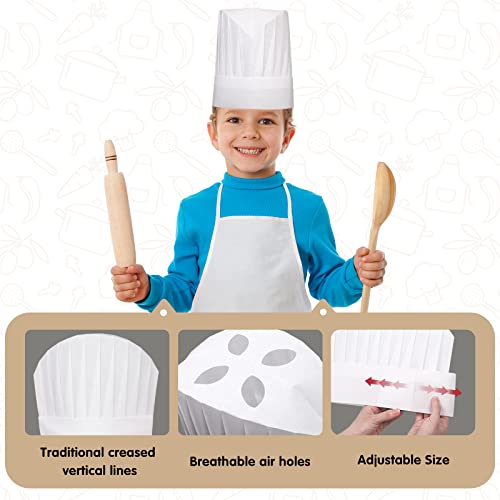 Ecoofor 24 Pieces Kids Aprons and chef hat Set, Kids Aprons with Pocket Children Chef Apron and Hats for Boys Girl's Kitchen Cooking Baking Painting Wear (5-12 Years) - Image 3