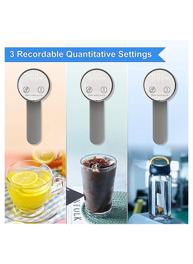 Arabest موزع مياه لزجاجة مياه، مضخة زجاجة مياه كهربائية قابلة للطي، شاشة رقمية ذكية مضخة مياه شرب أوتوماتيكية، شحن USB من النوع C، 200 مل، 5 فولت/4 وات، موزع مياه محمول منخفض الضوضاء (أبيض) - Image 2