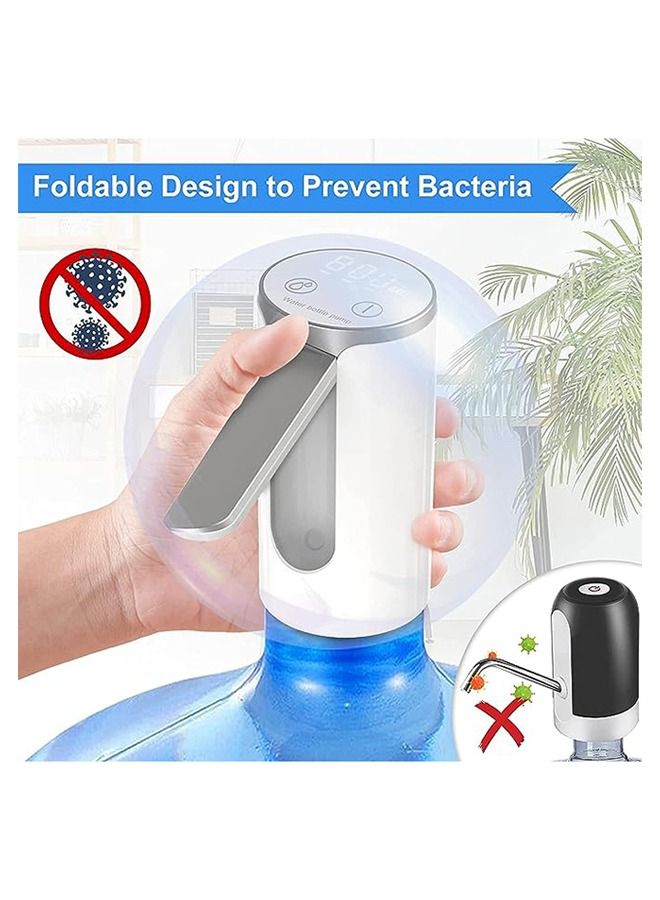 Arabest موزع مياه لزجاجة مياه، مضخة زجاجة مياه كهربائية قابلة للطي، شاشة رقمية ذكية مضخة مياه شرب أوتوماتيكية، شحن USB من النوع C، 200 مل، 5 فولت/4 وات، موزع مياه محمول منخفض الضوضاء (أبيض) - Image 3