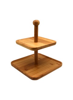 Bien Servi 2-Tier Elegant Square Bamboo Snack Stand Brown 20 X 23.5 Cm G17-X280 