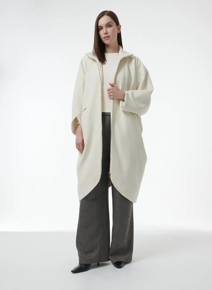 Leem High-Neck Tulip Hem Coat