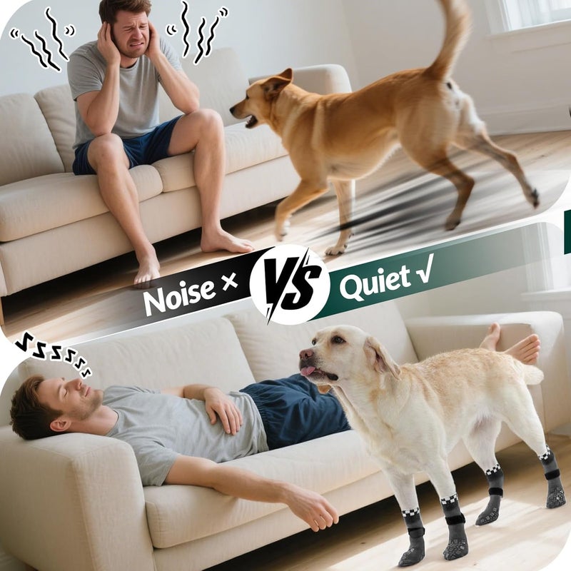 ROZKITCH 2 Pairs Double Side Anti Slip Dog Socks Paws Stop Licking, Paw Protectors Warm Socks Anti Chew Dog Paw Covers Stretchy Grip Socks for Senior Dogs Outdoor Labrador Retriever Grey XL - Image 5