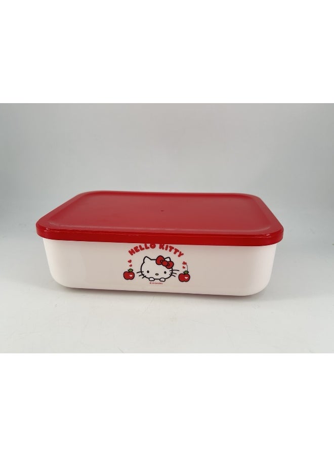 Miniso Keep small items organized in this Hello Kitty Apple Collection storage box with a lid (S). 