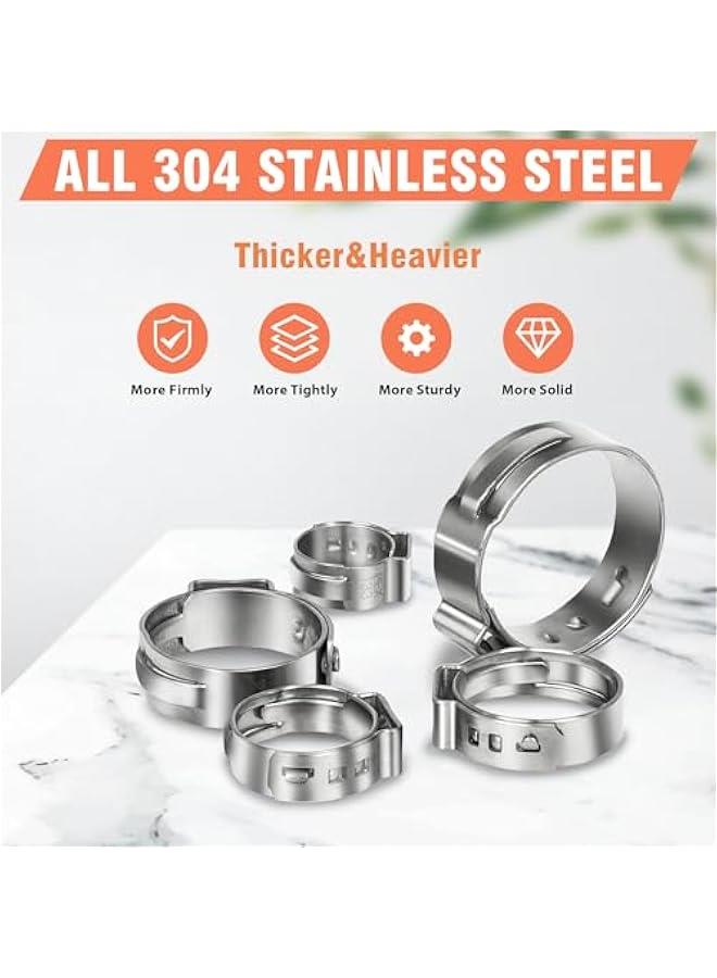 Arabest 60 Pcs 1 PEX Cinch Clamps, 304 Stainless Steel Single Ear Hose for Tubing Pipe Fitting  - Image 2