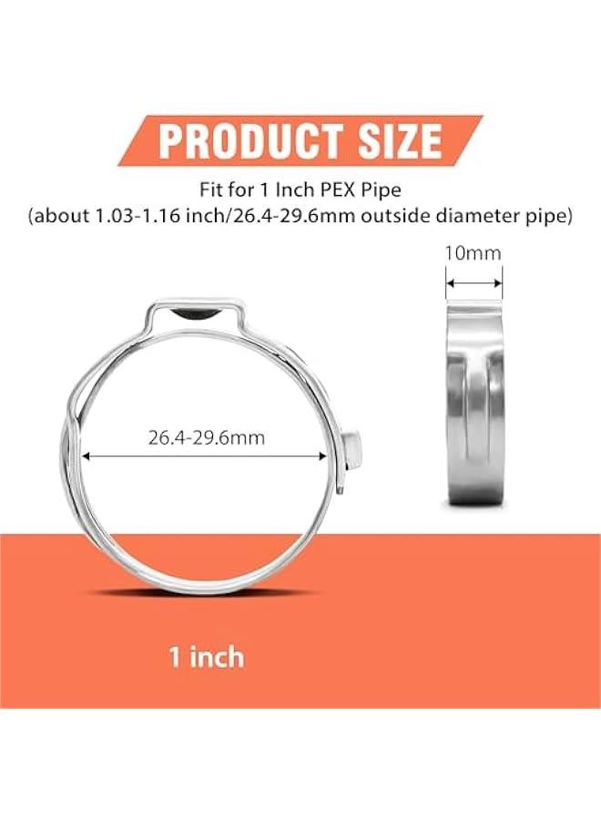 Arabest 60 Pcs 1 PEX Cinch Clamps, 304 Stainless Steel Single Ear Hose for Tubing Pipe Fitting  - Image 3