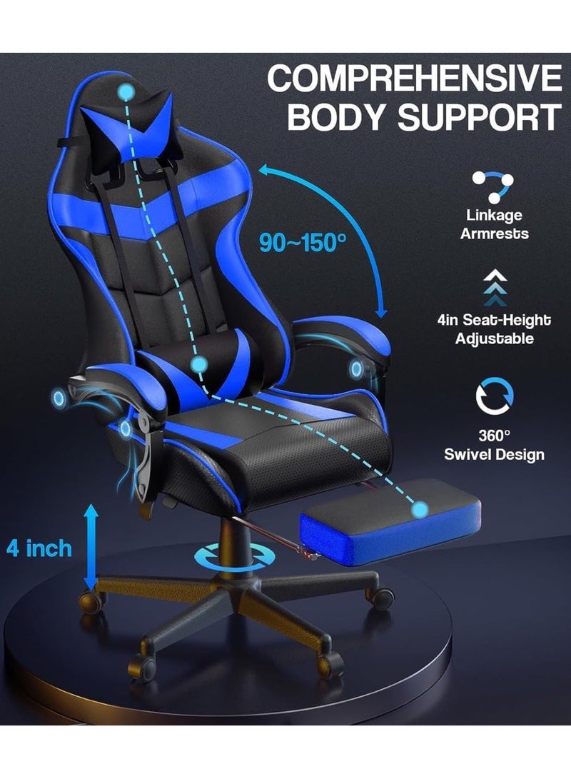 Roman Gifts Luxury Gaming Throne: Height Adaptable Racing Chair with 360 Degree Swivel and Premium Tilt Mechanism for Home Office. Premium Ergonomic Racing Gaming Chair with Adjustable Seat Footrest and Headrest - Image 2