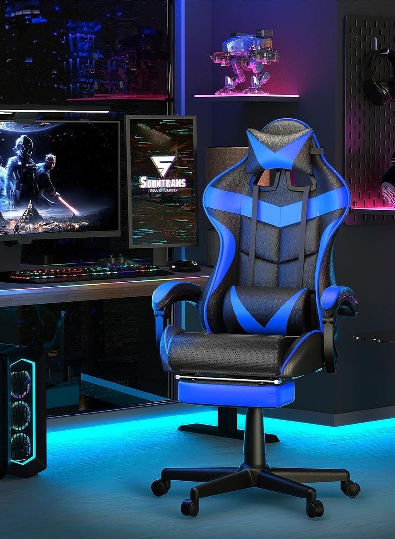 Roman Gifts Luxury Gaming Throne: Height Adaptable Racing Chair with 360 Degree Swivel and Premium Tilt Mechanism for Home Office. Premium Ergonomic Racing Gaming Chair with Adjustable Seat Footrest and Headrest - Image 3