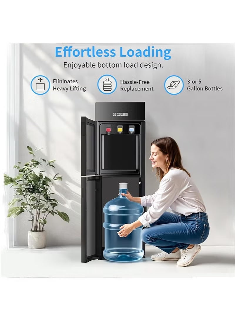 WALALLA Water Dispenser Bottom Loading, Large Capacity Tri Temp Dispense, Hot, Warm & Cold, 3 Temperature Spouts Holder For Home, Office, Coffee Tea Bar and Dorm,Black - Image 3