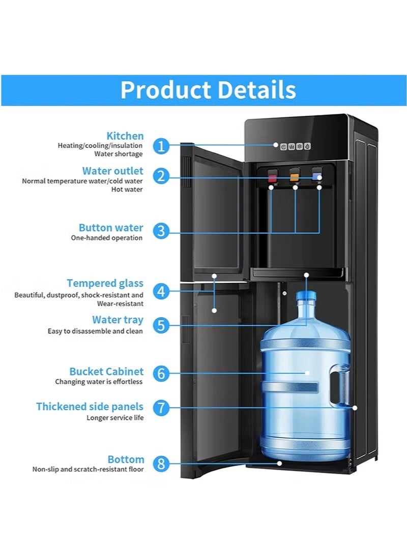 WALALLA Water Dispenser Bottom Loading, Large Capacity Tri Temp Dispense, Hot, Warm & Cold, 3 Temperature Spouts Holder For Home, Office, Coffee Tea Bar and Dorm,Black - Image 4