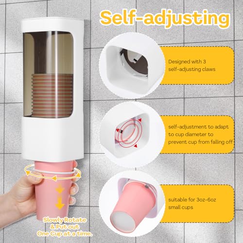 Molain Cup Dispenser Wall Mounted, Bathroom Cup Holder for 3oz-5oz Disposable Paper and Plastic Cups, Water Cooler Cup Dispenser with Adhesive Plate, Ideal for Home, Office, Gym, and More - Image 5