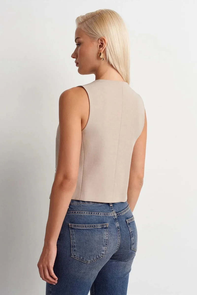ديلفين DILVIN Crop Button Waistcoat