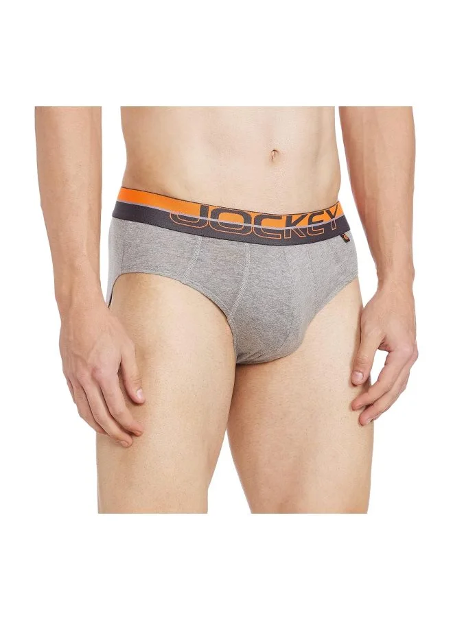 JOCKEY Jockey Men Cotton Briefs Pack of 1 FP01 Grey Melange and Neon Yellow Large Grey Melange and Neon Yellow L