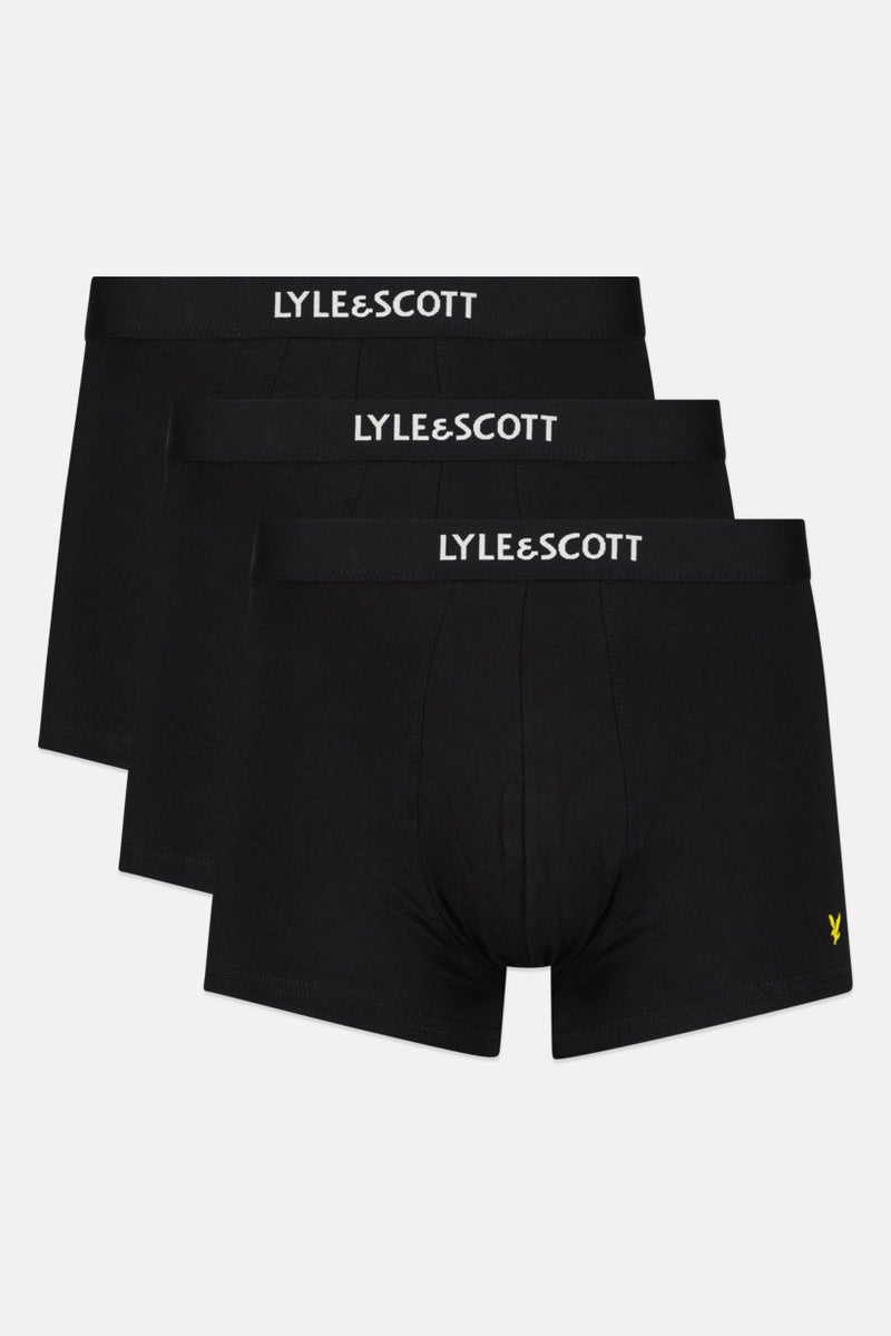 Lyle & Scott Men 3 Pack Brand Logo Trunks, Black - Image 1