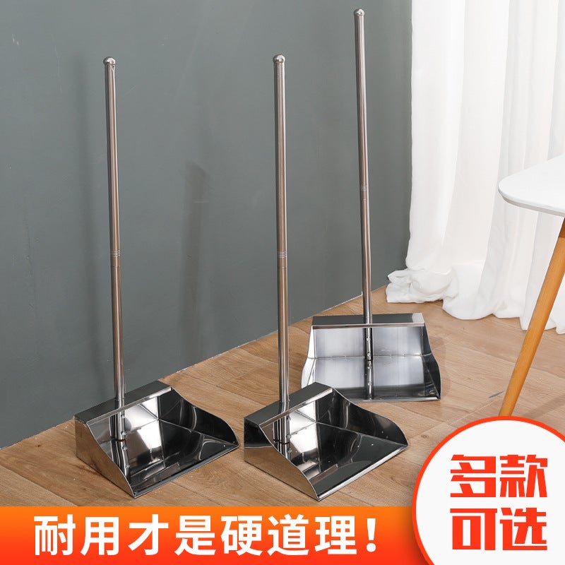 Stainless Steel Garbage Shovel Thickened Dustpan Single Household Large Size Dustpan Gray Bucket Iron Match Bucket Broom Suit - Image 5