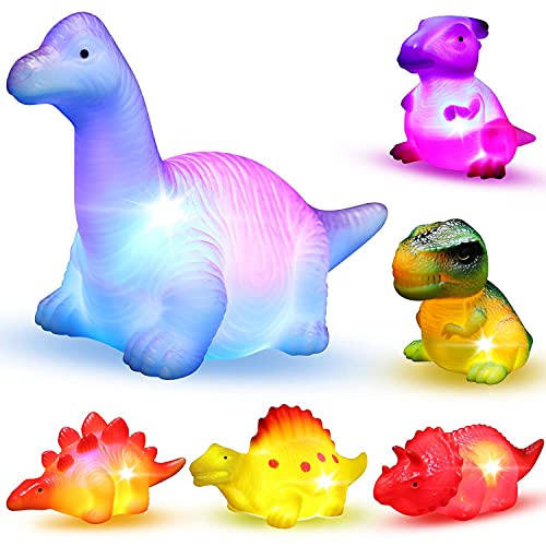 MAPIXO 6 Packs Light-Up Floating Dinosaur Bath Toys Set, for Baby Toddler Nephew in Birthday Christmas Easter , Great Water Bathtub Shower Pool Bath Toy for Children Preschool - Image 4