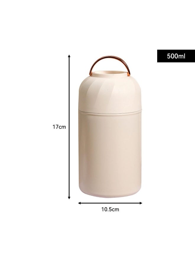 JZS Food Jar, Vacuum Insulated Soup Container, Stainless Steel Lunch box for Kids Adult, Leak Proof Food Jar with Folding Spoon for Hot or Cold Food(White) - Image 2