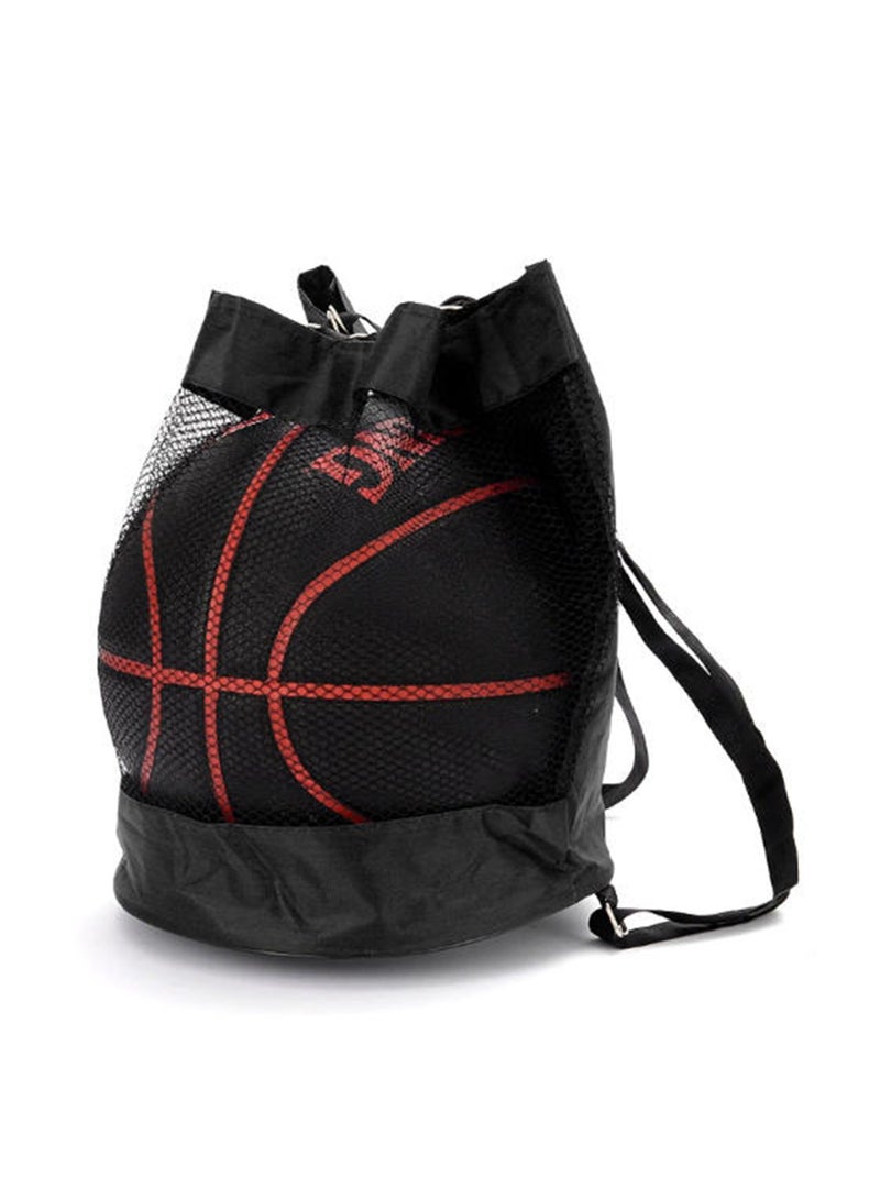 اعاره حقيبة ظهر لكرة السلة برباط وحقيبة كرة سلة وحقيبة شبكية لتخزين كرة القدم وحقيبة تخزين كرات الكرة الطائرة الخارجية 32 سم، لون أسود - Image 5