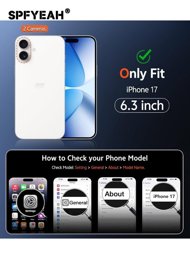 SPFYEAH [3-in-1] iPhone 17 Case with HD Tempered Glass Screen Protector & Camera Lens Protector, MagSafe-Compatible Rugged Shockproof Cover, Anti-Yellowing Clear Bumper Case, Anti-Scratch & Anti-Fingerprint Design (Clear Magnetic) - Image 2