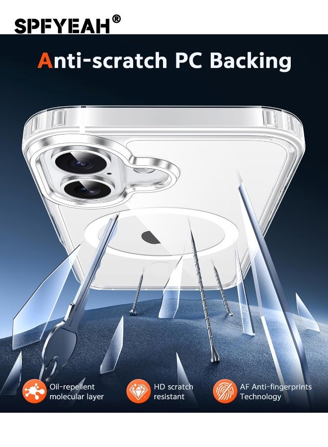 SPFYEAH [3-in-1] iPhone 17 Case with HD Tempered Glass Screen Protector & Camera Lens Protector, MagSafe-Compatible Rugged Shockproof Cover, Anti-Yellowing Clear Bumper Case, Anti-Scratch & Anti-Fingerprint Design (Clear Magnetic) - Image 5