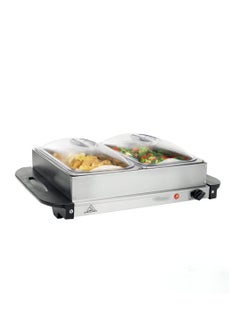 200W Stainless Steel Electric Food Warmer - 2 x 2.5L Each with Thermostatic Control - Ideal for Buffets, Parties, Restaurants, and Catering.