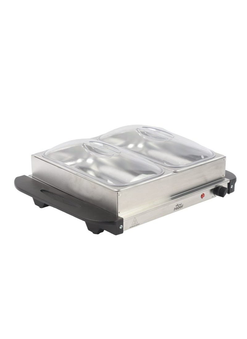 PROOF - 200W Stainless Steel Electric Food Warmer - 2 x 2.5L Each with Thermostatic Control - Ideal for Buffets, Parties, Restaurants, and Catering. - Image 1