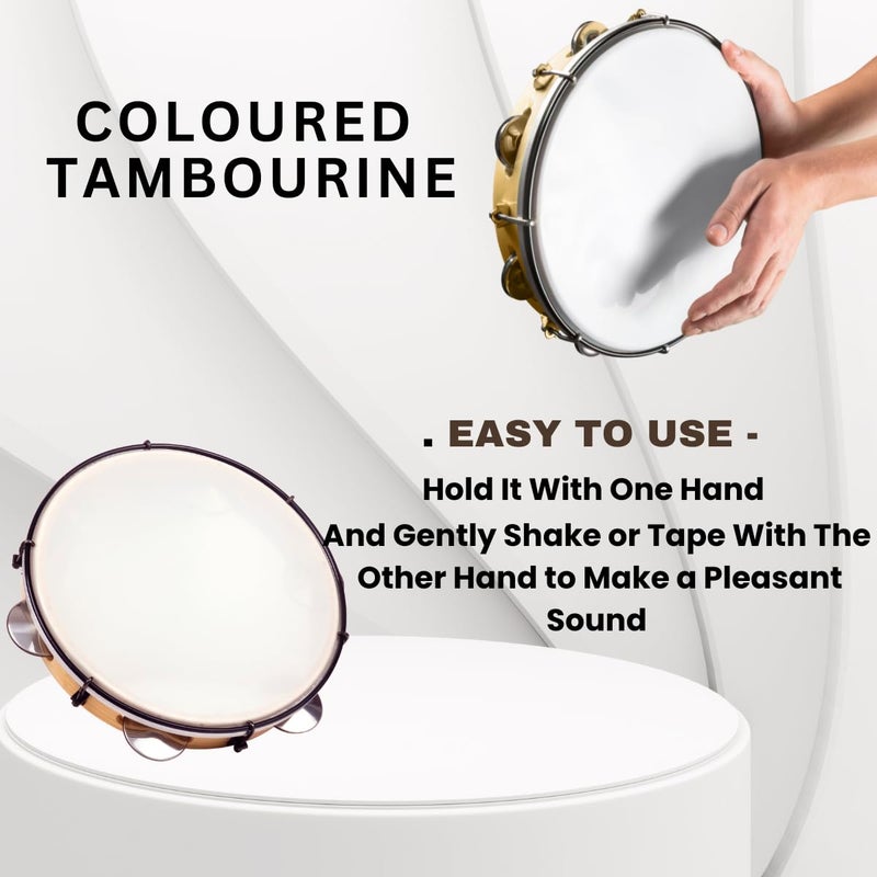 Device Of Urban Infotech طبلة التامبورين الموسيقية متعددة الألوان، جرس معدني دافلي، آلات إيقاع للأطفال، حفلات KTV، الكنيسة (8 بوصة) - Image 3