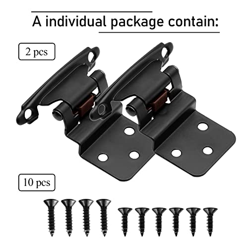 Donanim 50 Pack (25 Pairs) 3/8" Inset Matte Black Cabinet Hinge,Self Closing Hinges for Kitchen/Bathroom/Furniture Cabinets & Doors,Decorative Cabinet Hardware Kitchen Cabinet Hinges - Image 4
