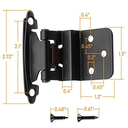 Donanim 50 Pack (25 Pairs) 3/8" Inset Matte Black Cabinet Hinge,Self Closing Hinges for Kitchen/Bathroom/Furniture Cabinets & Doors,Decorative Cabinet Hardware Kitchen Cabinet Hinges - Image 3