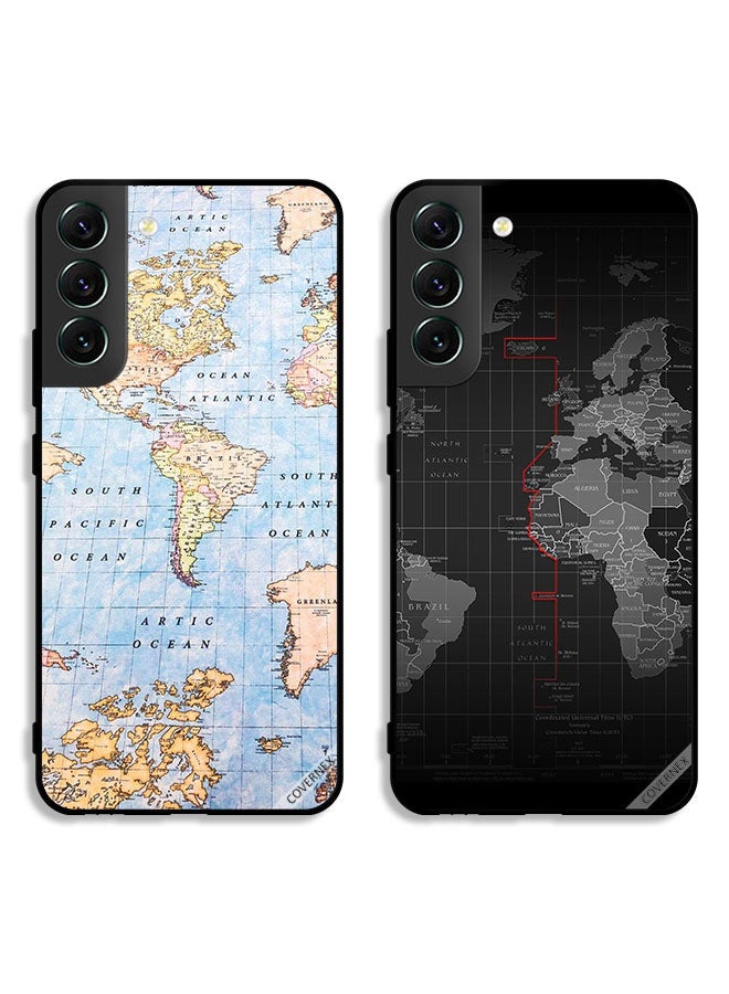 Covernex Two Cases For Samsung Galaxy S22 Plus 5G Protective Covers World Map - Image 1