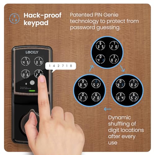 Lockly Secure Pro Wi-Fi Smart Door Lock, Keyless Entry with PIN Genie® Digital Keypad, 3D Biometric Fingerprint Sensor Front Door Lock Deadbolt, Voice Control & Auto Lock - Left Fingerprint Edition - Image 3