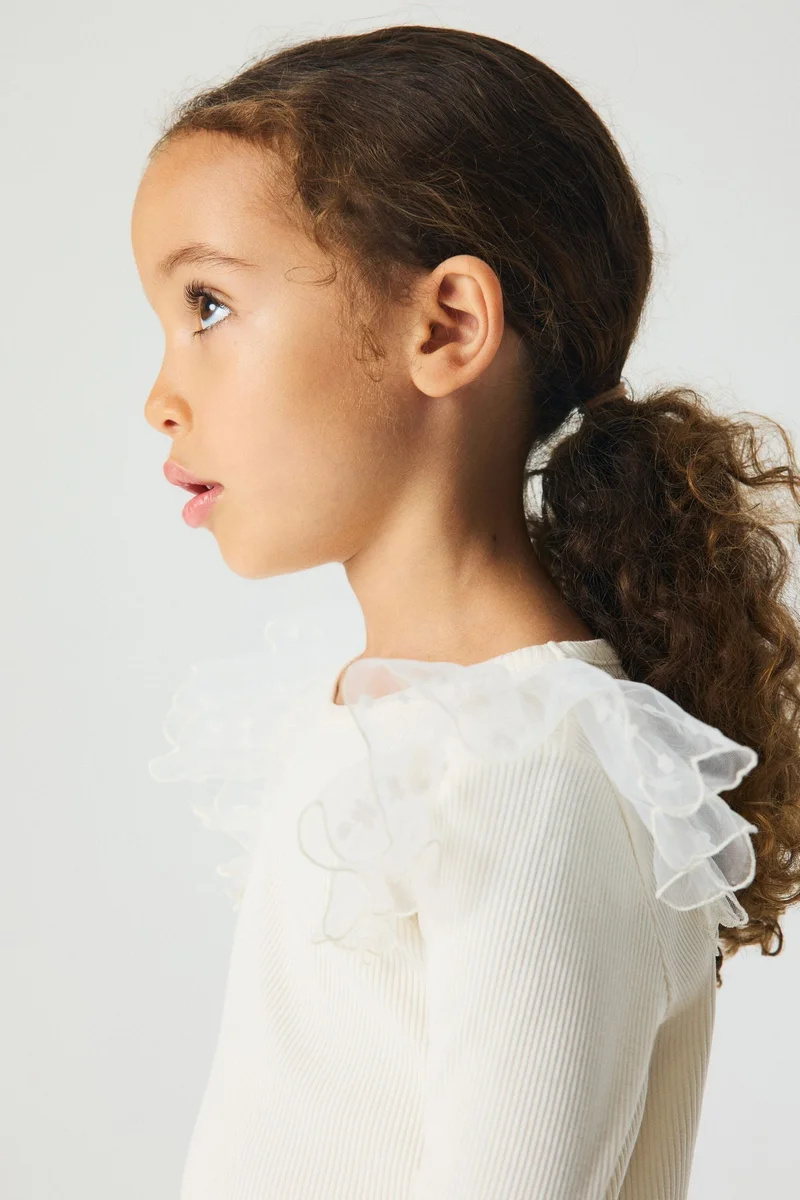 H&M Tulle-detail cotton top