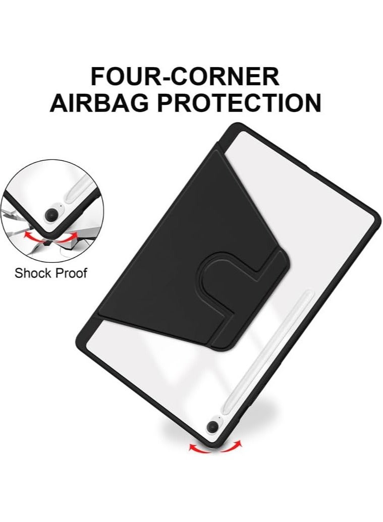 General Samsung Galaxy Tab S10 FE+/FE Plus 13.1-inch (2025) Tablet Leather Case with Auto Wake/Sleep, 360° Swivel Stand Cover Acrylic Clear Back Cover with Pencil Holder  - Image 5