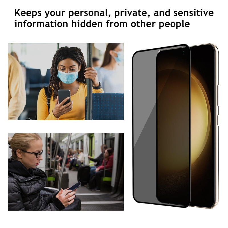 Lokyoo 2 Pack Privacy Screen Protector for Samsung Galaxy S23 Plus/S23 + [Anti-Spy Tempered Glass][Fingerprint Unlock Support], Anti-Scratch, Bubble-Free, Easy Install 9H Protective Glass - Image 3