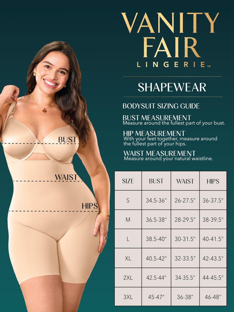 Vanity Fair Women's Open Bust Shapewear Bodysuit, All Over Smoothing for Back and Tummy Control, Damask Neutral, X-Large - Image 5