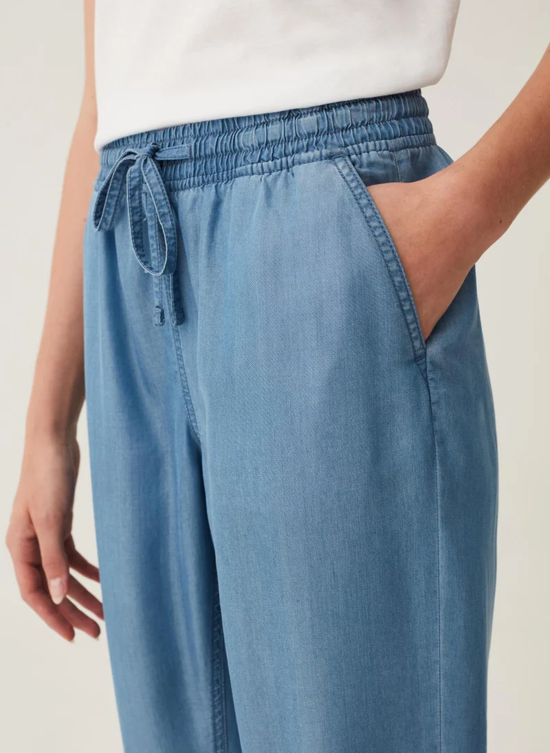 Ovs Denim-effect joggers with drawstring