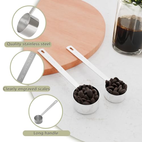LEIFENY 2PCS 2 Tablespoon Coffee Scoop, Long Handle Measuring Spoon, Two tbsp (30ml, 1/8cup) Stainless Steel Scooper - Image 3