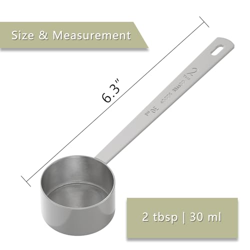 LEIFENY 2PCS 2 Tablespoon Coffee Scoop, Long Handle Measuring Spoon, Two tbsp (30ml, 1/8cup) Stainless Steel Scooper - Image 2