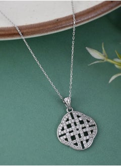 VOYLLA 925 Sterling Silver CZ Celtic Knot Pendant with Chain  - Image 1